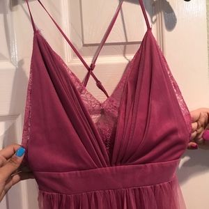 Mauve long dress with 2 slits on each leg